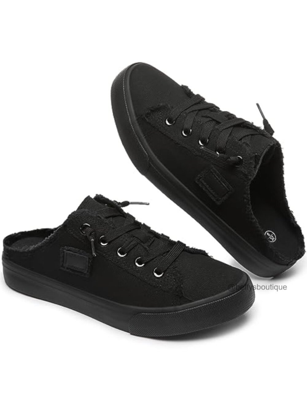 Women's Canvas Mules Slip On Loafers Backless Sneakers Flat Shoes